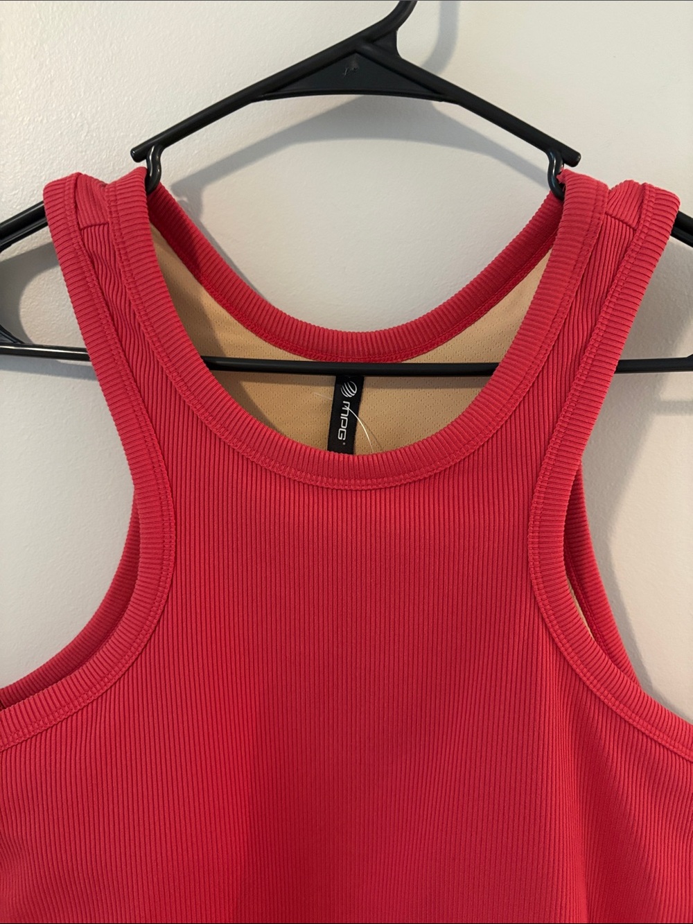 MPG Poise High Neck Red Ribbed Racerback Tank Top - Picture 7 of 11